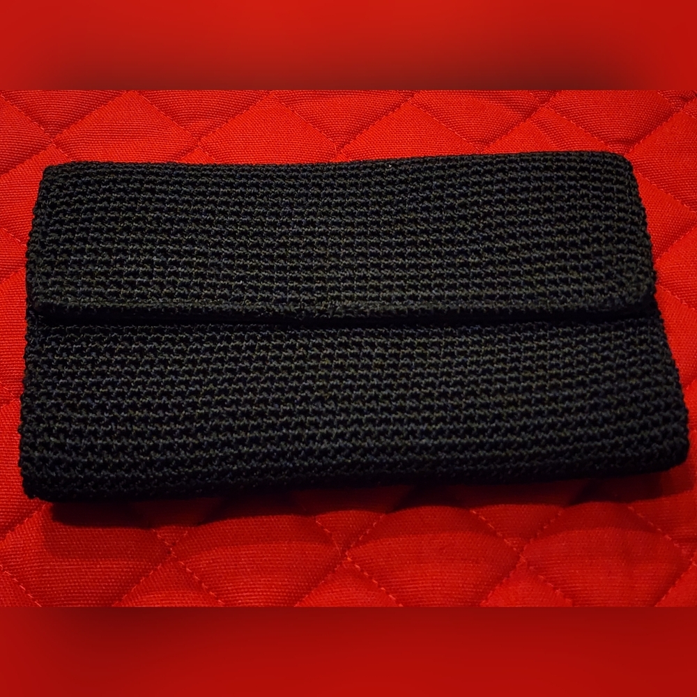 The Sak Woven Black Trifold Crochet Wallet